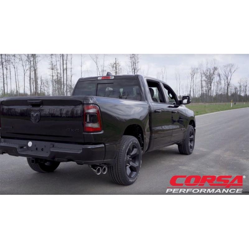 Corsa 19-24 Ram 1500 5.7L Crew Cab w/57in or 76in Bed Cat-Back Single Side Exit 4in PolishedDual Tip-SR1 Performance