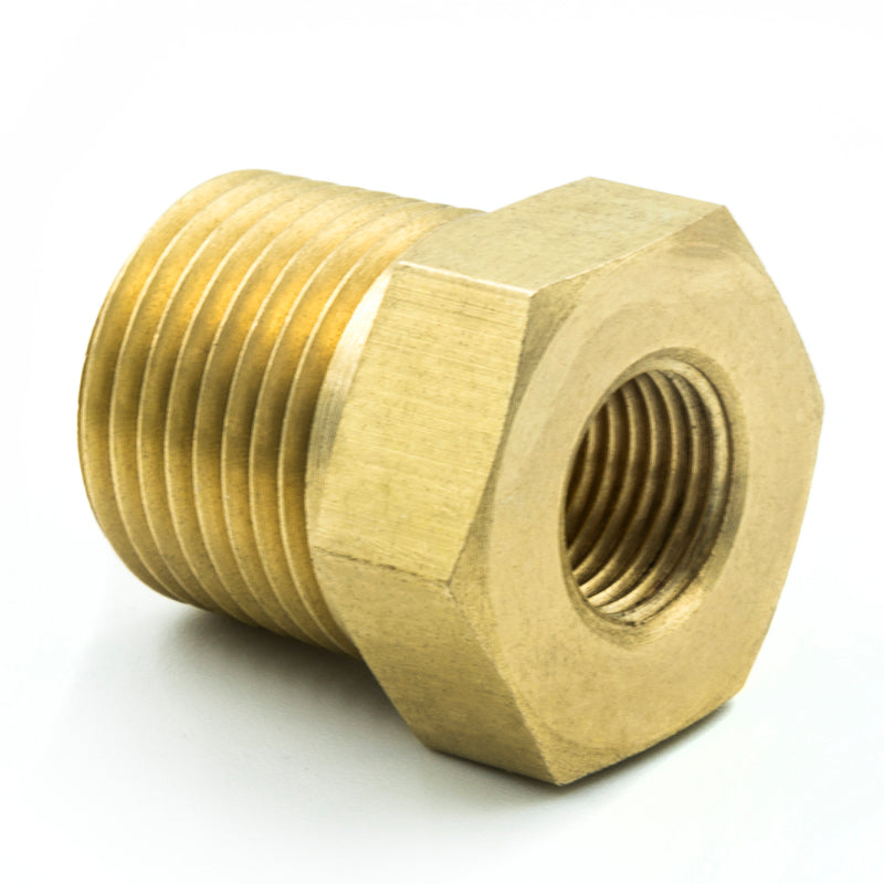 Autometer Brass Adapter Fitting - 3/8in NPT Male - 1/8in NPT Female-SR1 Performance