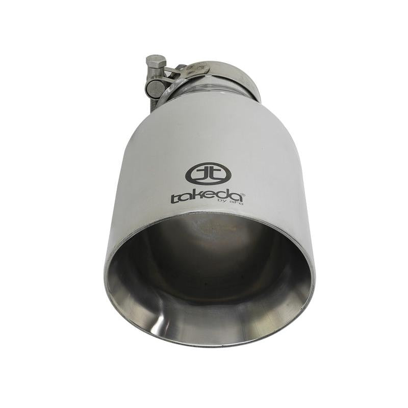 aFe Takeda 304 Stainless Steel Clamp-On Exhaust Tip 2.5in. Inlet / 4.5in. Outlet / 9in. L - Polished-SR1 Performance
