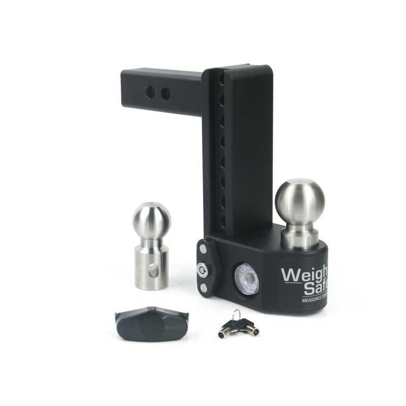 Weigh Safe 8-Inch Drop Hitch with Built-In Scale and 2-Inch Shank for 10K/15K GTWR - Steel