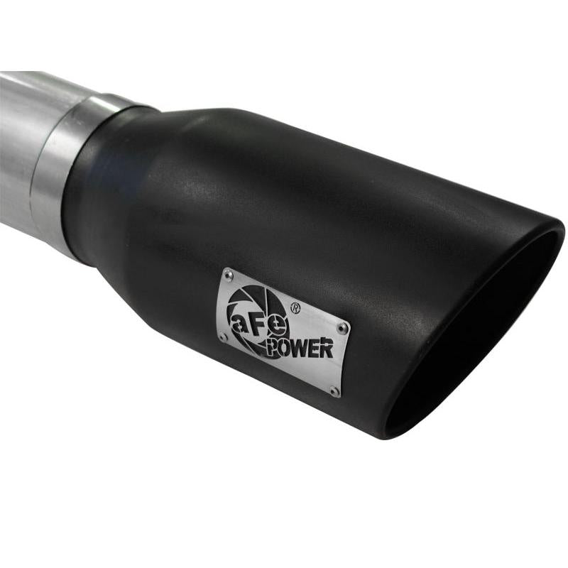 aFe Atlas 5in DPF-Back Aluminized Steel Exh Sys Ford Diesel Trucks 11-14 v8-6.7L td wrinkled blk tip-SR1 Performance