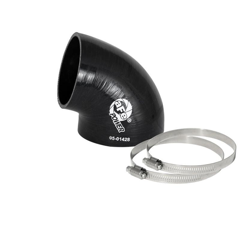 aFe Magnum FORCE CAI Univ. Silicone (3.5in to 3in ID / 75 Deg.) Elbow Reducing Coupler - Black-SR1 Performance