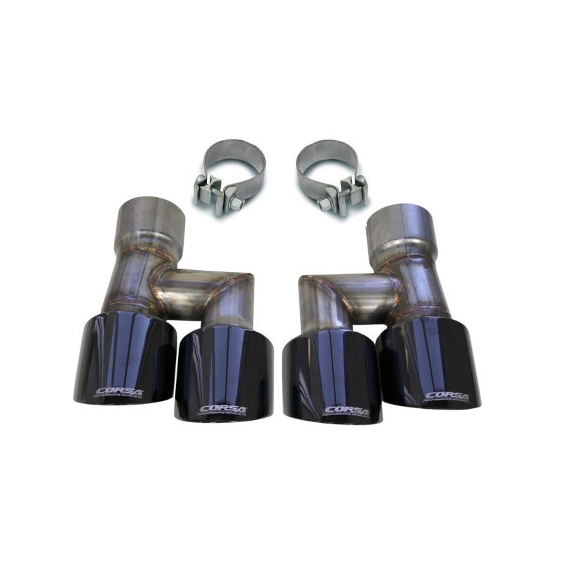 Corsa 2018-2023 Ford Mustang Eco 2.3L Twin 4in Black PVD Pro-Series Tip Kit (Clamps Included)-SR1 Performance