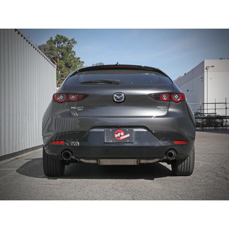 aFe 19-22 Mazda 3 L4 2.5L Takeda 3in to 2-1/2in 304 SS Axle-Back Exhaust w/ Carbon Fiber Tip