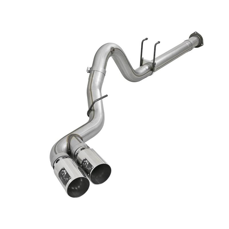 aFe Rebel XD 4in SS Down-Pipe Back Exhaust w/Dual Polished Tips 17-18 Ford Diesel Trucks V8-6.7L(td)-SR1 Performance