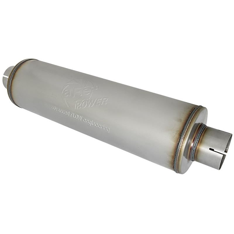 aFe MACH Force-Xp 409 SS Muffler 3-1/2in ID Center/Center x 7in Dia x 24in L - Round Body-SR1 Performance