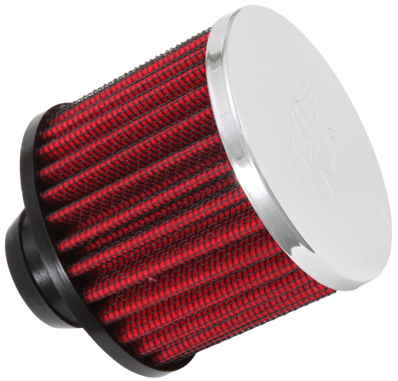 K&N Rubber Base Chrome Top Push-In Crankcase Vent Filter 3in OD x 2-1/2in H.-SR1 Performance