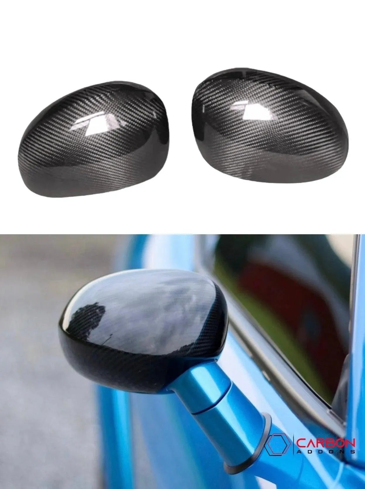 2008-2023 Dodge Challenger Carbon Fiber Mirror Covers - carbonaddons Carbon Fiber Parts, Accessories, Upgrades, Mods