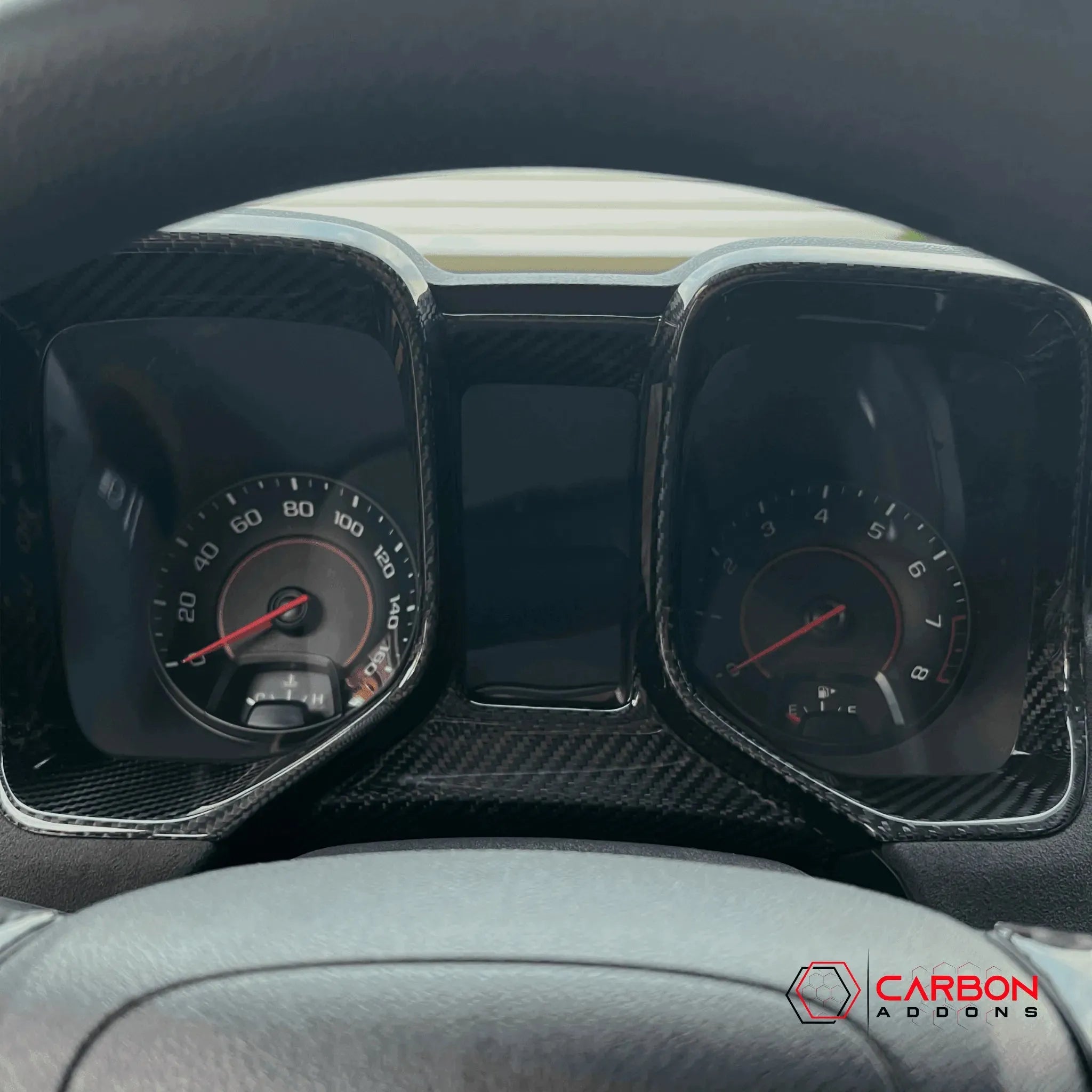 2010-2015 Chevy Camaro Carbon Fiber Gauge Cluster Trim Cover - carbonaddons Carbon Fiber Parts, Accessories, Upgrades, Mods