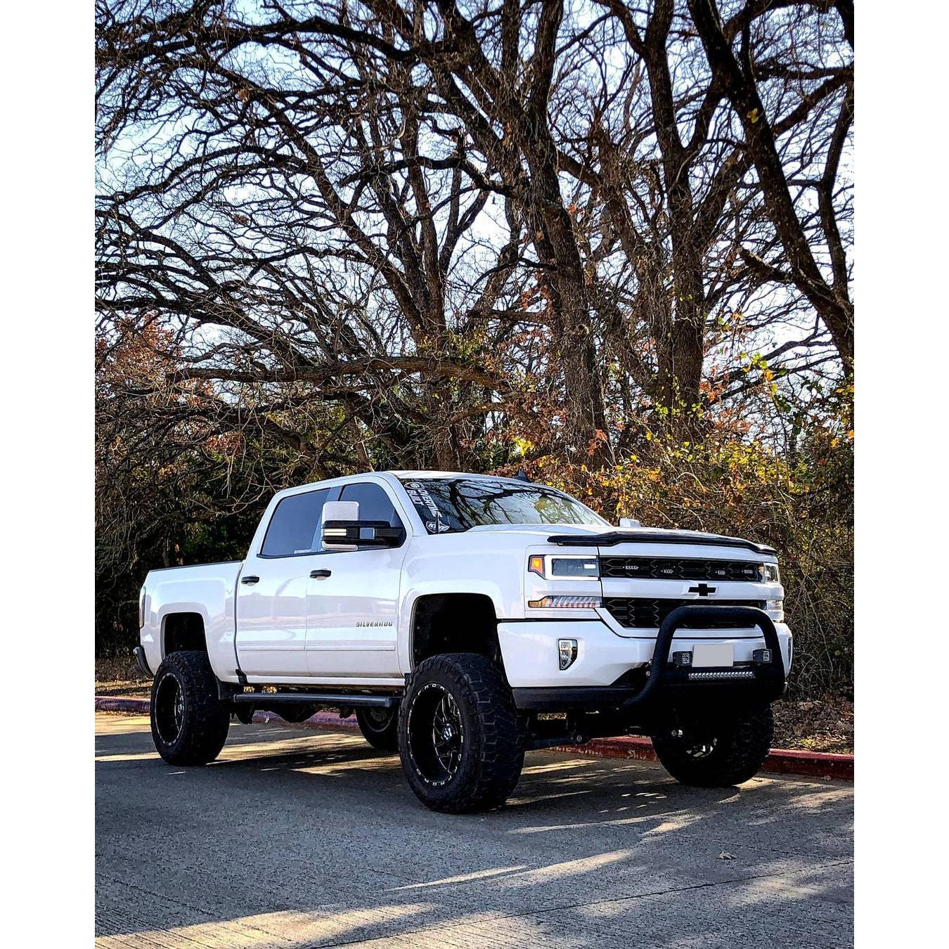 2016-2018 Chevy Silverado 1500 - Front BUMPERSHELLZ™ -Chrome Delete Bumper Cap Kit