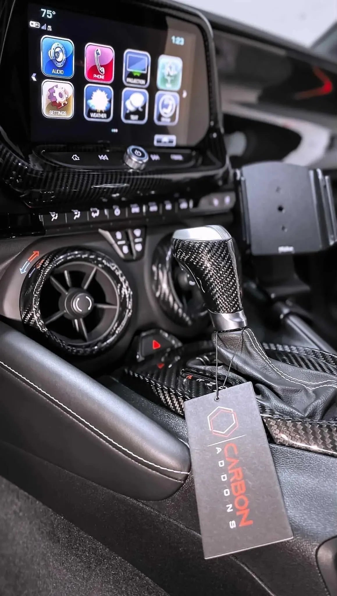 2016-2024 Camaro Carbon Fiber Center Console AC Vent Covers - carbonaddons Carbon Fiber Parts, Accessories, Upgrades, Mods