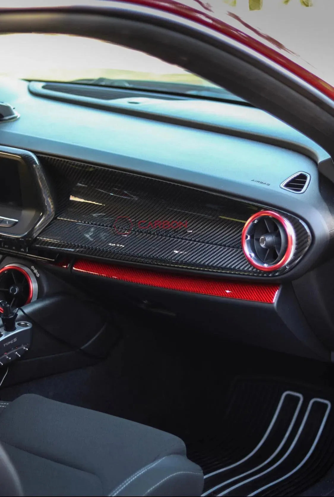 2016-2024 Camaro Real Carbon Fiber Lower Dashboard Overlay - carbonaddons Carbon Fiber Parts, Accessories, Upgrades, Mods