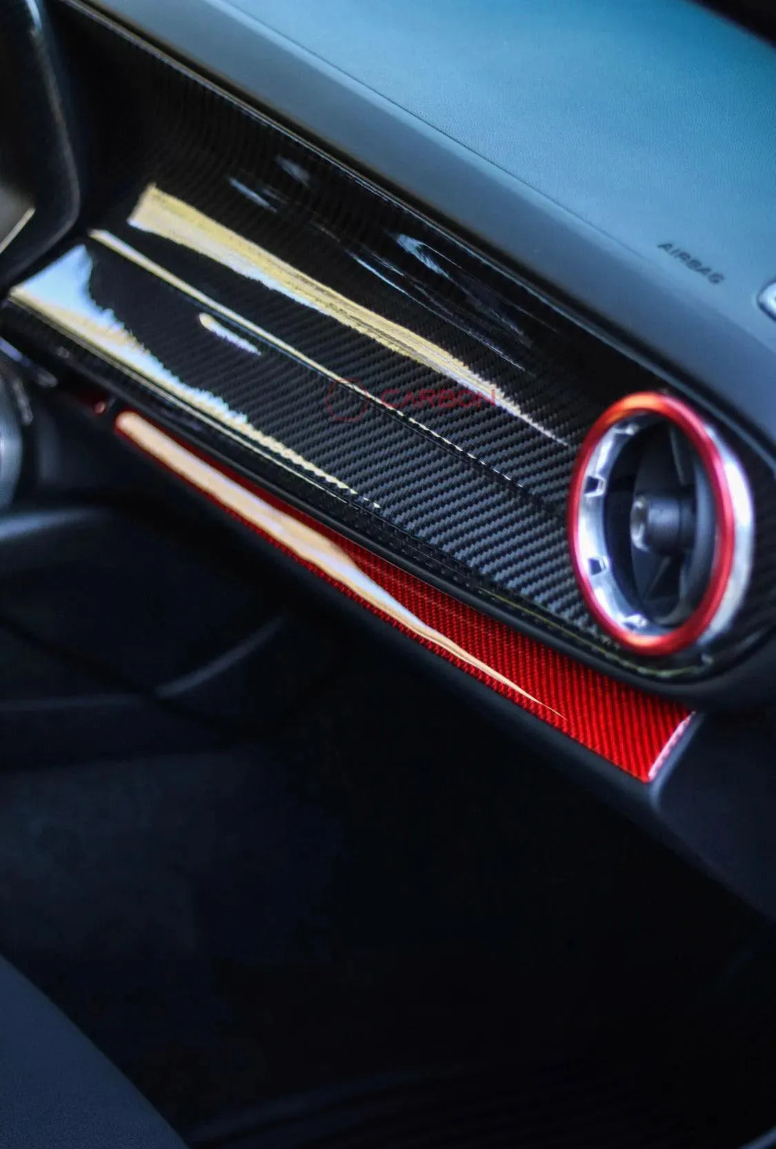 2016-2024 Camaro Real Carbon Fiber Lower Dashboard Overlay - carbonaddons Carbon Fiber Parts, Accessories, Upgrades, Mods