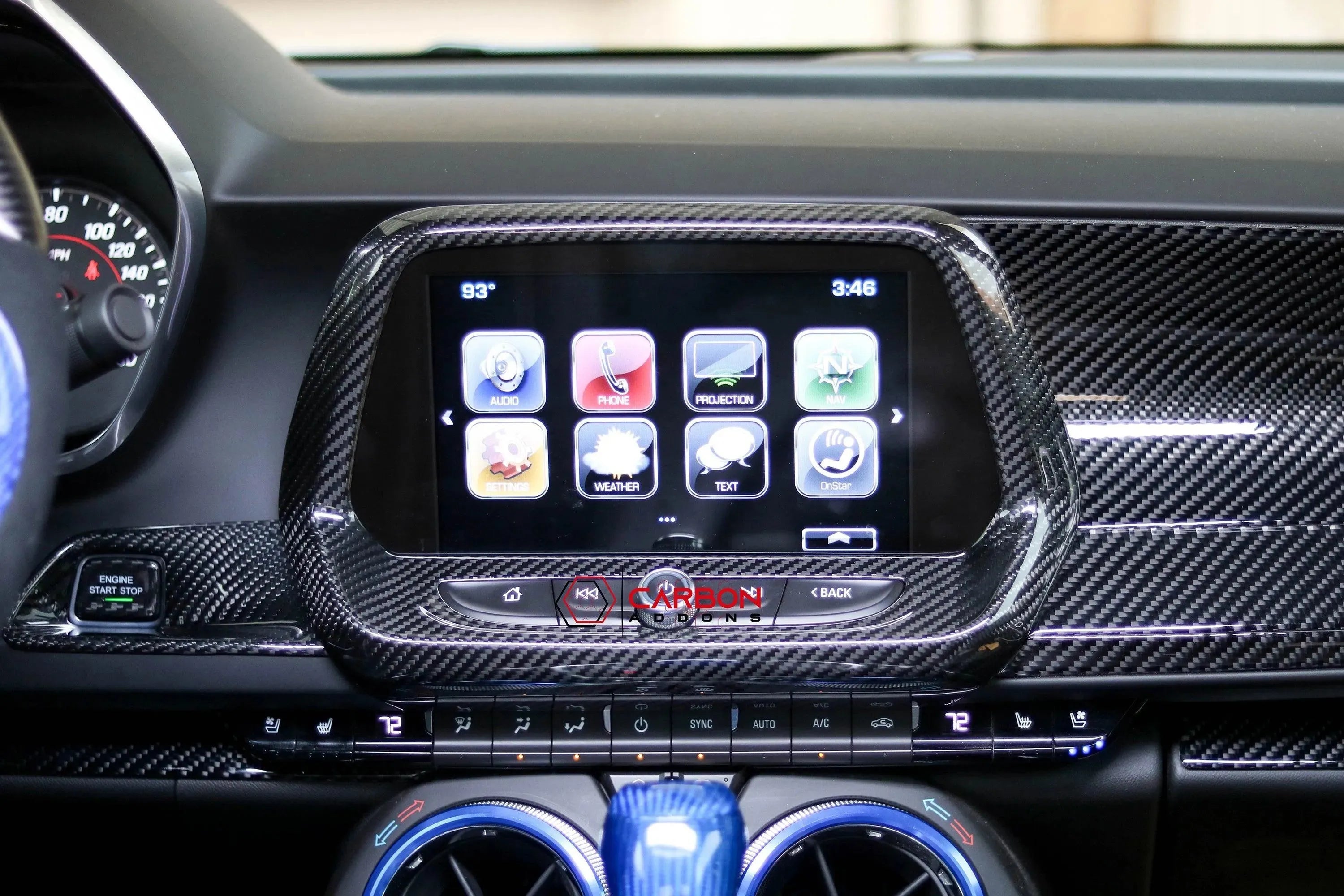 2016-2024 Camaro Start Stop Engine Button Surround Trim Cover - carbonaddons Carbon Fiber Parts, Accessories, Upgrades, Mods