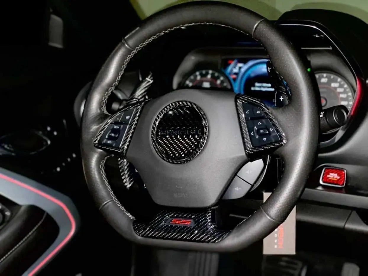 2016-2024 Camaro Steering Wheel and Airbag Chrome Delete Covers - carbonaddons Carbon Fiber Parts, Accessories, Upgrades, Mods