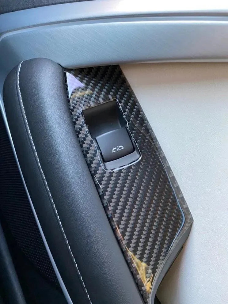 2016-2024 Chevrolet Camaro Window Switch Trim Carbon Fiber Overlay [2pcs] - carbonaddons Carbon Fiber Parts, Accessories, Upgrades, Mods
