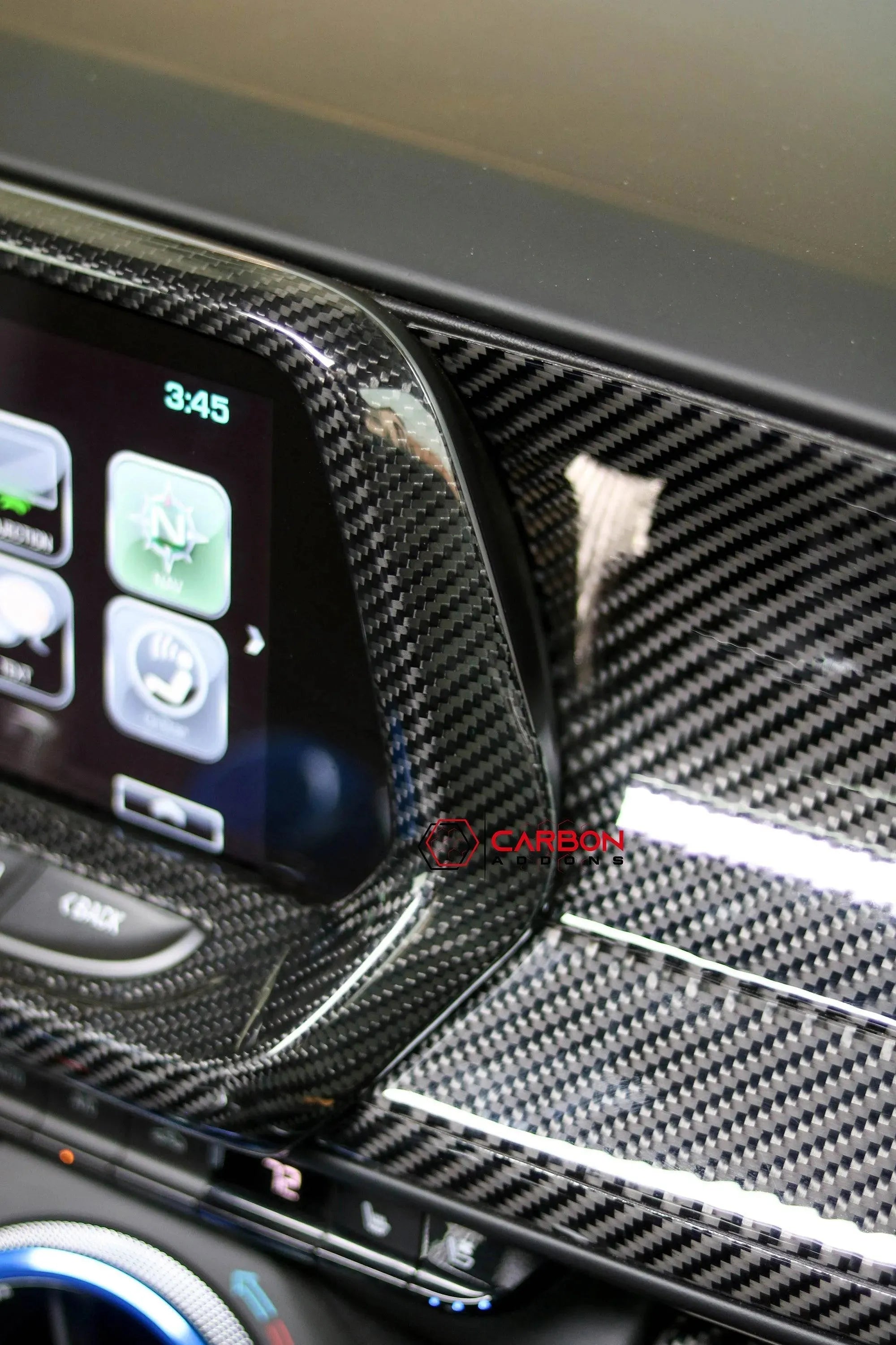2016-2024 Chevy Camaro Carbon Fiber Infotainment Radio Screen Trim Cover - carbonaddons Carbon Fiber Parts, Accessories, Upgrades, Mods