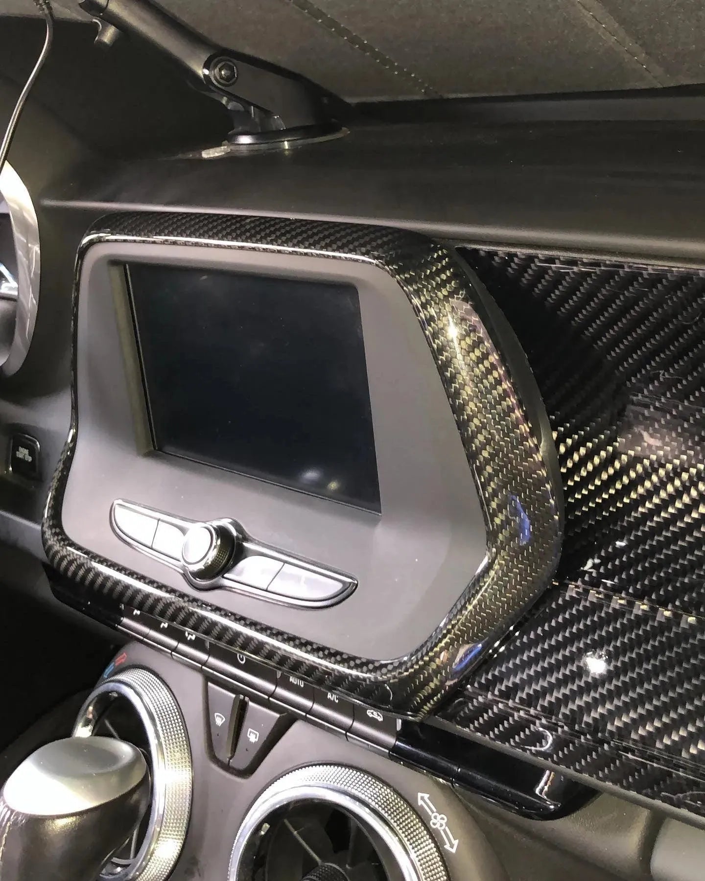 2016-2024 Chevy Camaro Carbon Fiber Infotainment Radio Screen Trim Cover - carbonaddons Carbon Fiber Parts, Accessories, Upgrades, Mods