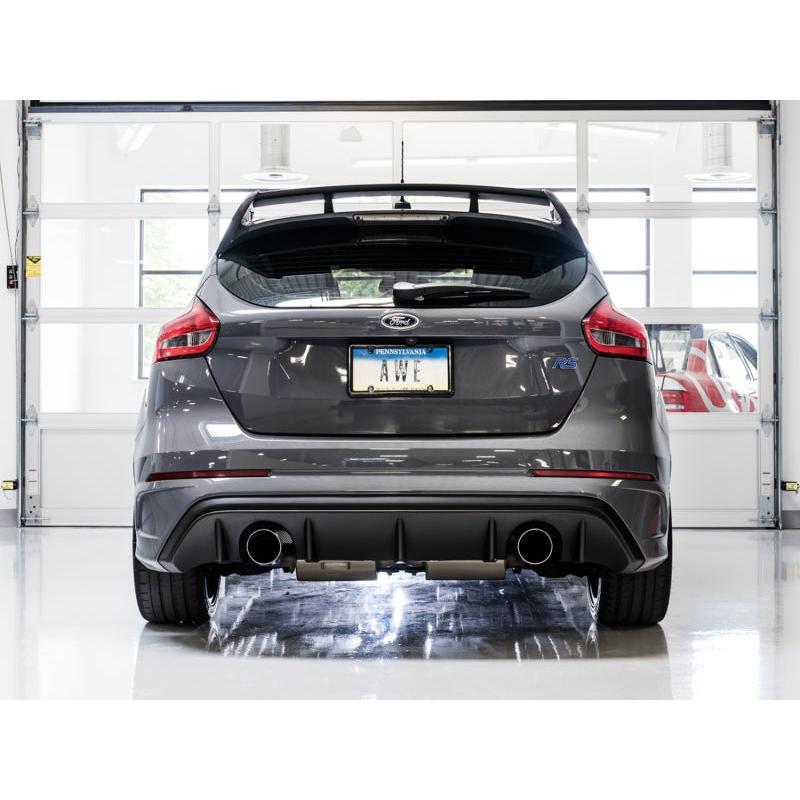 AWE Tuning Ford Focus RS Touring Edition Cat-back Exhaust- Resonated - Chrome Silver Tips