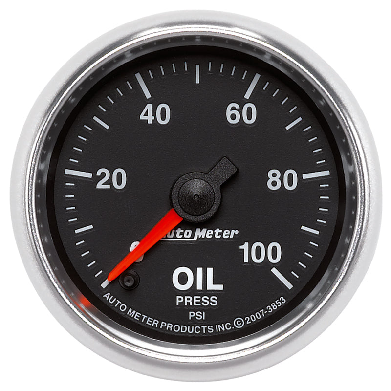 Autometer GS Series 2-1/16in Oil Pressure Gauge 100PSI Electric Full Sweep-SR1 Performance