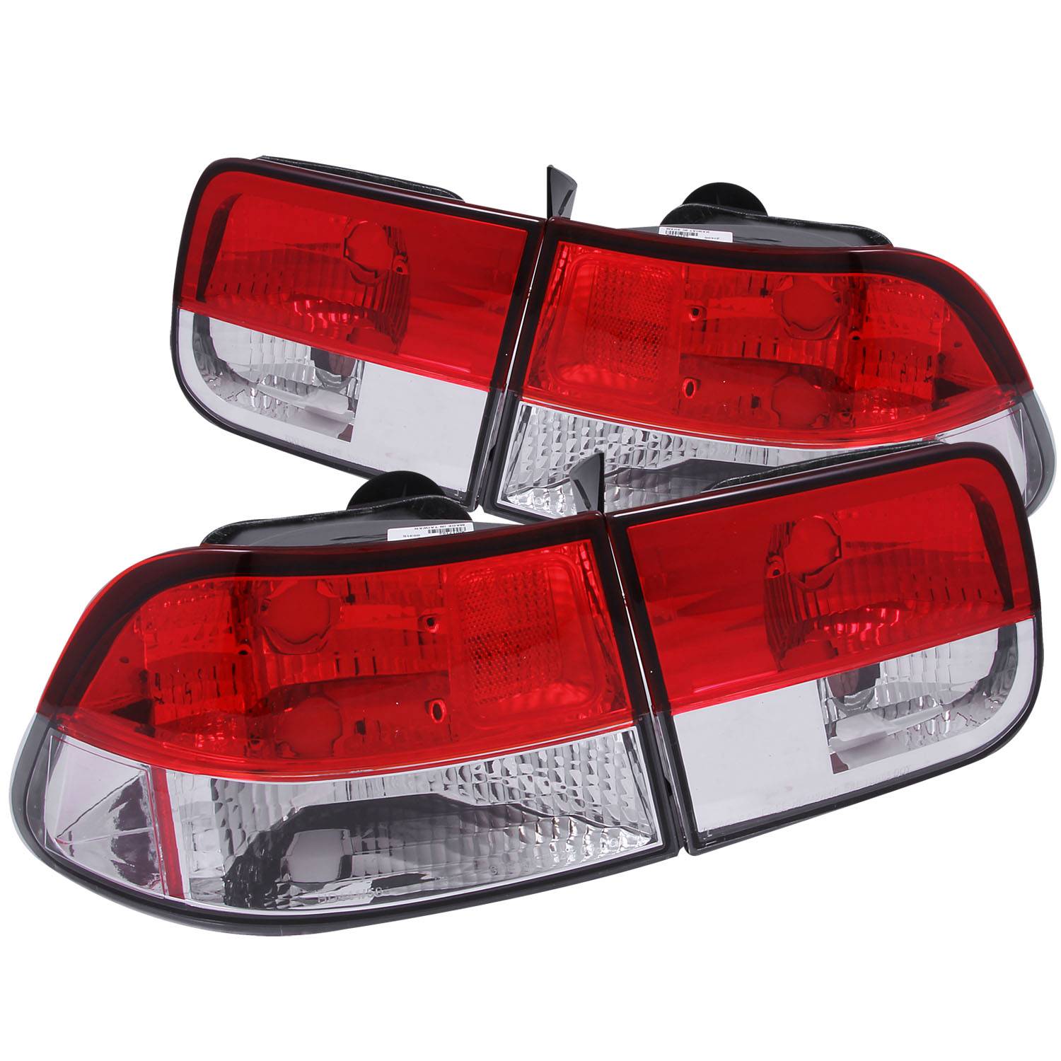 HONDA CIVIC 96-00 2DR TAIL LIGHTS CHROME RED/CLEAR LENS 2PC