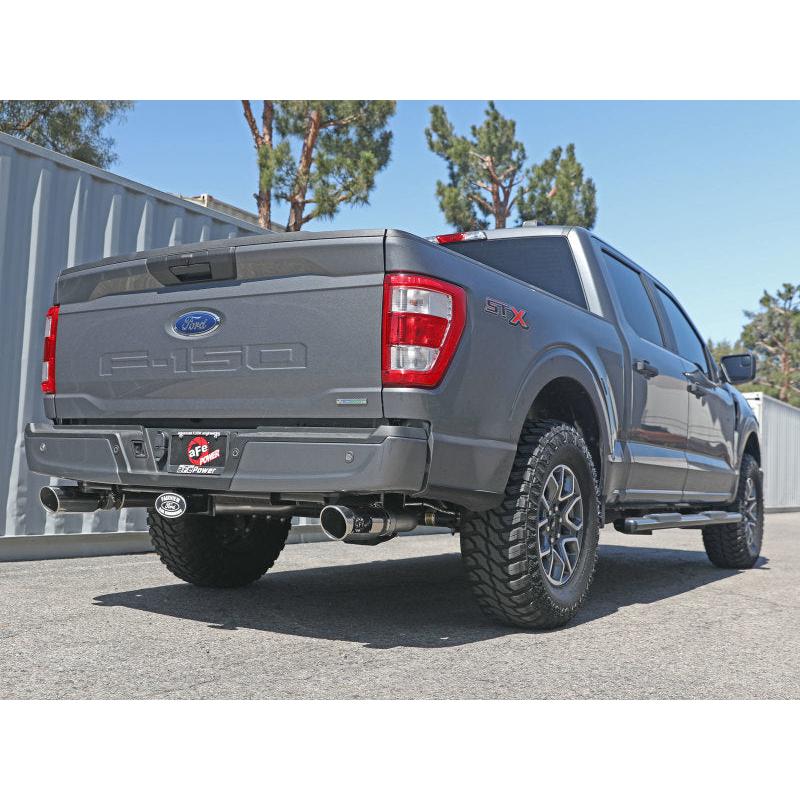 aFe Vulcan 3in 304 SS Cat-Back Exhaust 2021 Ford F-150 V6 2.7L/3.5L (tt)/V8 5.0L w/ Polished Tips