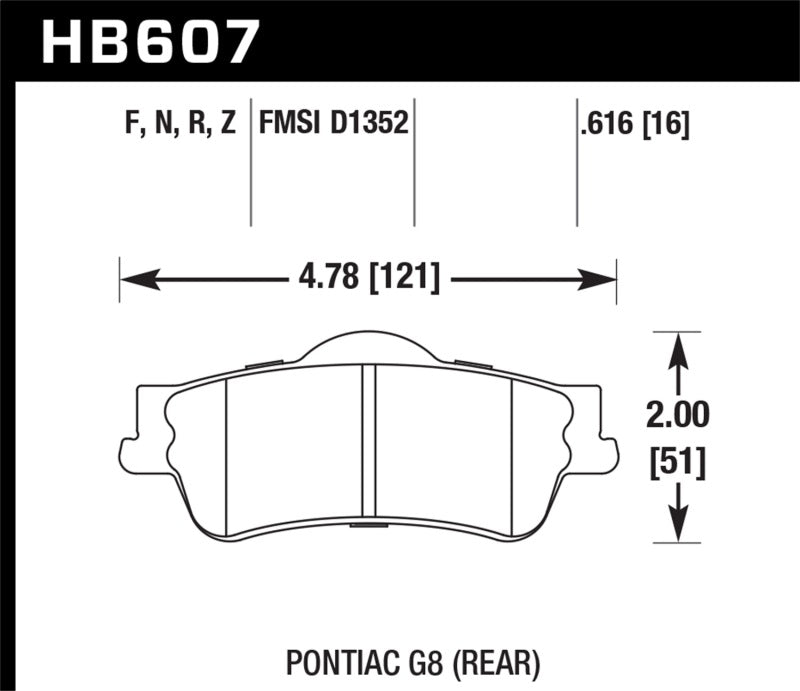 Hawk 08-09 Pontiac G8 3.6 Base/6.0 HPS Street Rear Brake Pads-SR1 Performance