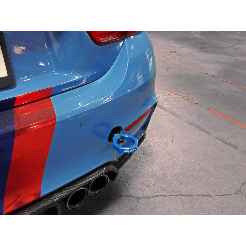 aFe Control Rear Tow Hook Blue BMW F-Chassis 2/3/4/M-SR1 Performance