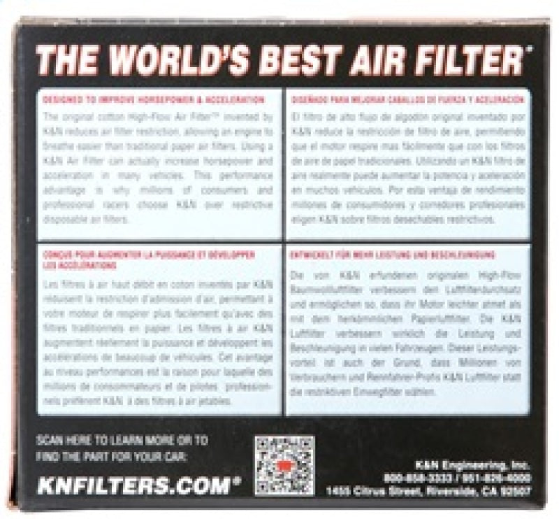 K&N Filter Universal Rubber Filter 2 inch Flange 3 1/8 inch Base, 2 inch Top, 3 inch Height-SR1 Performance