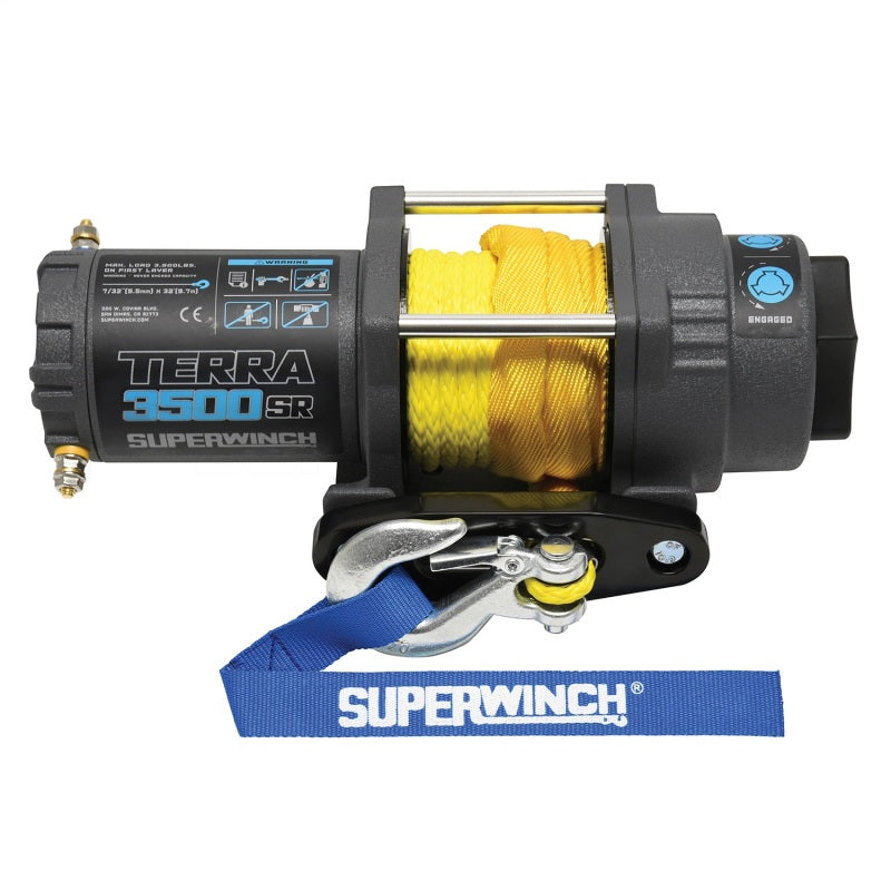Superwinch 3500 LBS 12V DC 7/32in x 32ft Synthetic Rope Terra 3500SR Winch - Gray Wrinkle-SR1 Performance