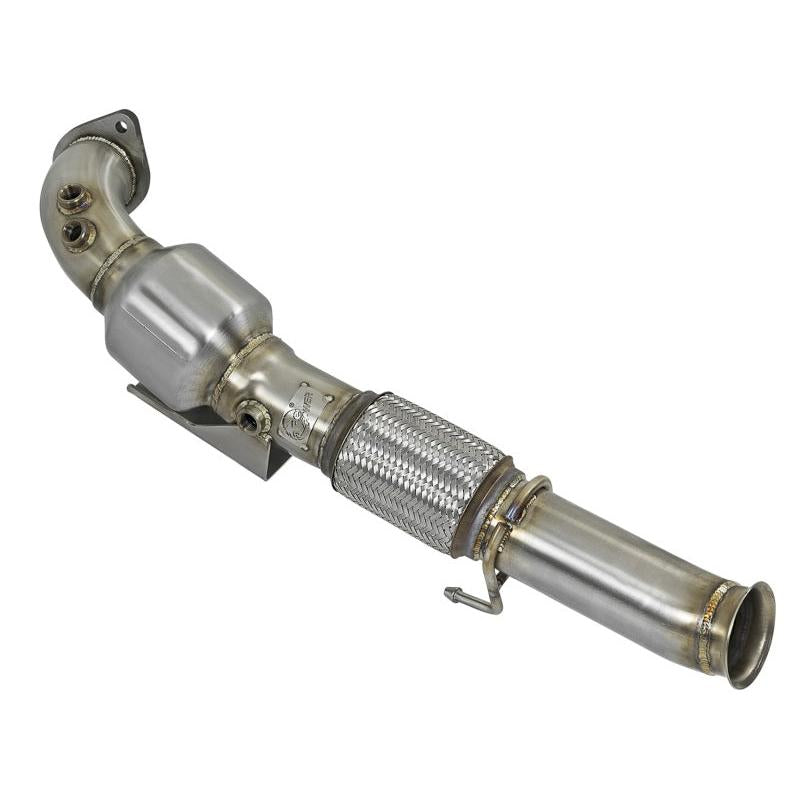 aFe Twisted Steel 3in. 304 SS Catted Series Downpipe 16-18 Ford Focus RS I4-2.3L (t)-SR1 Performance