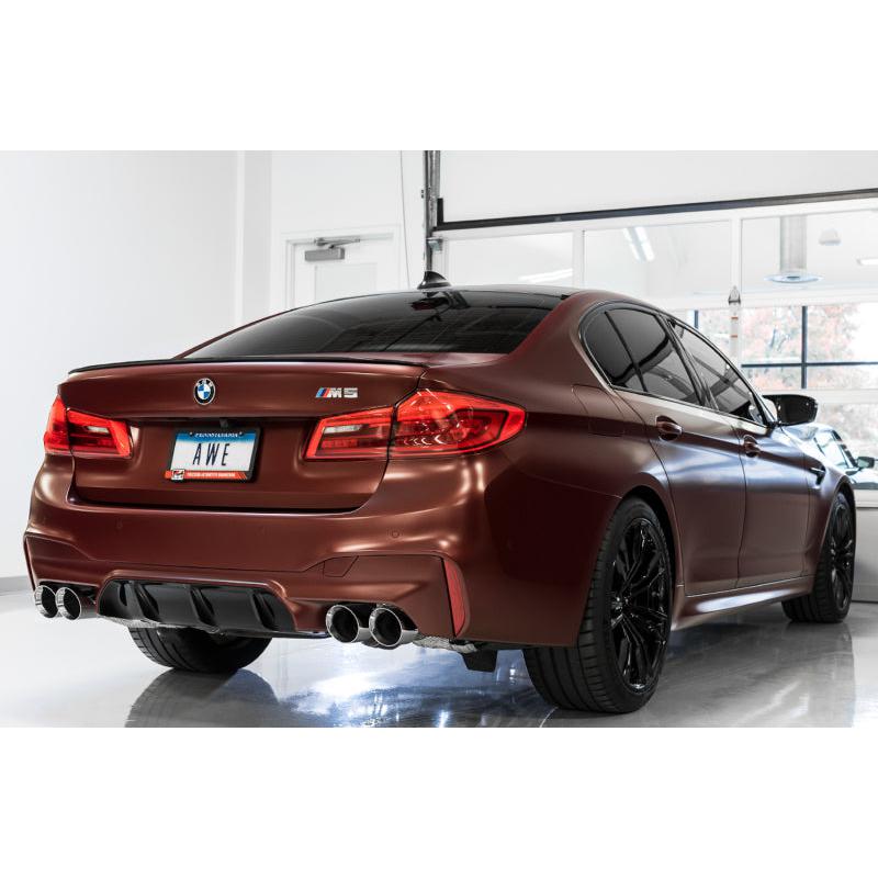 AWE Tuning 18-19 BMW M5 (F90) 4.4T AWD SwitchPath Axle-back Exhaust - Diamond Black Tips