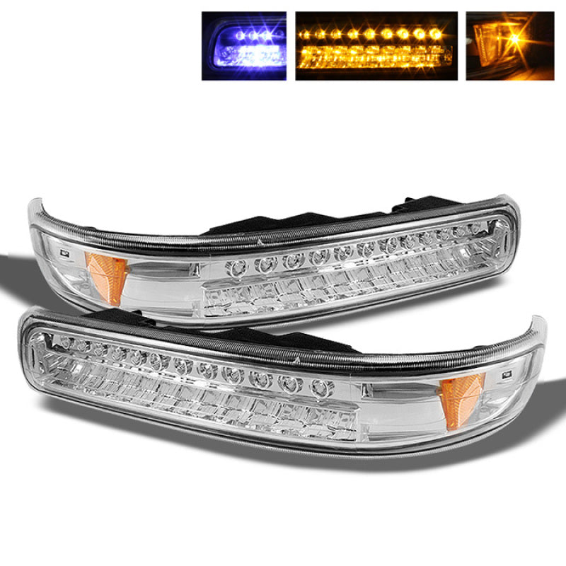 Xtune Chevy Silverado 99-02 LED Amber Bumper Lights Chrome CBL-CS99-LED-E-SR1 Performance