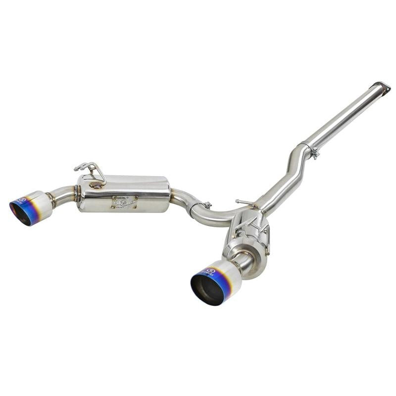 aFe Takeda 3in. to 2.5in. 304 SS C/B Exhaust 08-15 Mitsubishi EVO I4-2.0L (t) - Blue Flamed Tips-SR1 Performance