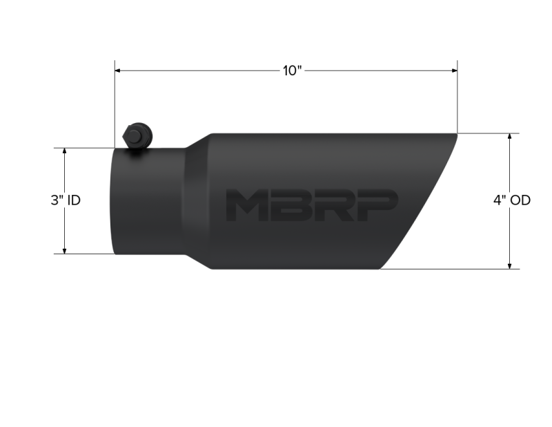 MBRP Universal Tip 4in OD 3in Inlet 10in Length Dual Wall Angled End Black-SR1 Performance