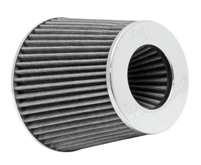 K&N Universal Filter Chrome Round Tapered White - 4in Flange ID x 1.125in Flange Length x 5.5in H-SR1 Performance