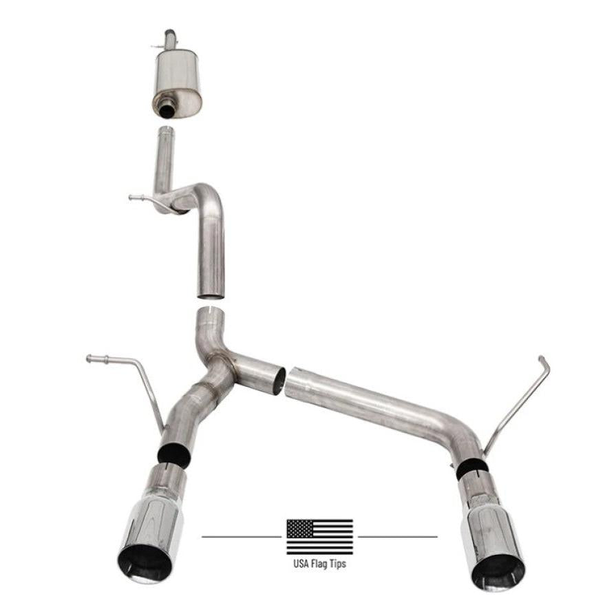 Corsa 2018-2024 Jeep Wrangler JLU 3.6L 2.75in Sport Cat-Back Exhaust w/ American Flag Tips-SR1 Performance