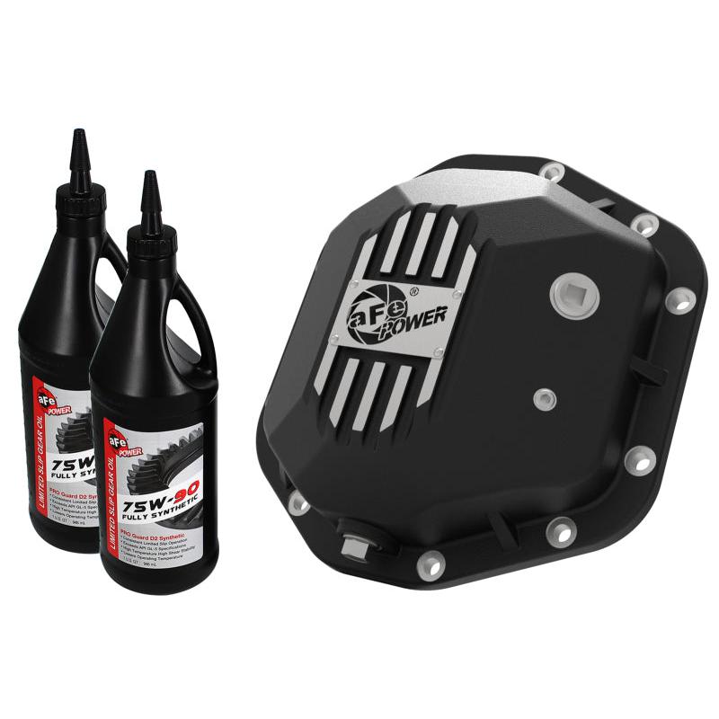 aFe 97-18 Jeep Wrangler TJ/JK Dana 44 Street Series Diff Cover w/ Machined Fins & Gear Oil - Black-SR1 Performance