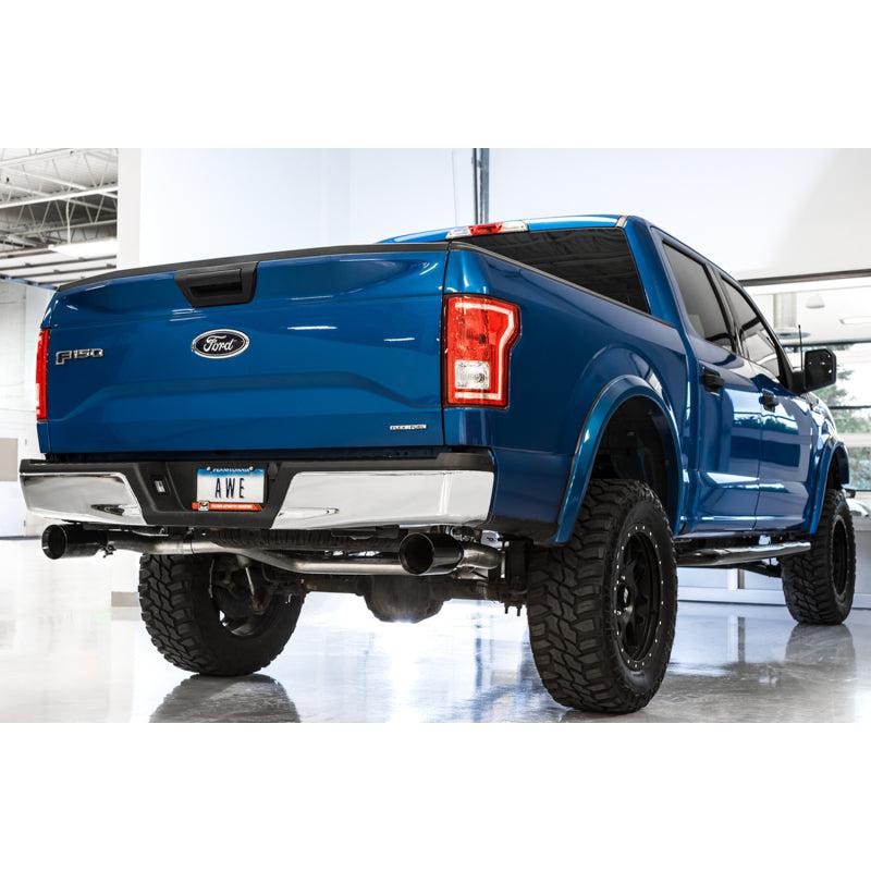 AWE Tuning 2015+ Ford F-150 0FG Dual Exit Performance Exhaust System w/5in Diamond Black Tips-SR1 Performance