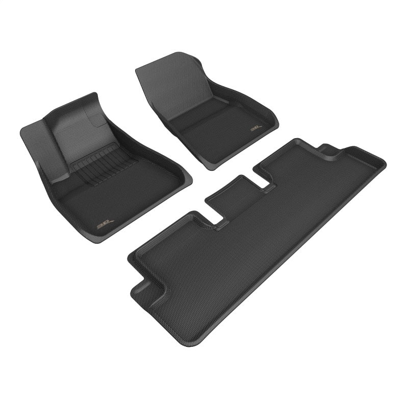 3D MAXpider 20-22 Tesla Model 3 Kagu 1st & 2nd Row Floormats - Black-SR1 Performance