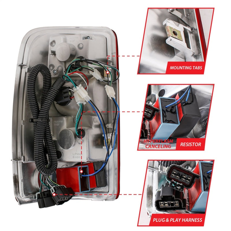 ANZO 2000-2006 Chevrolet Suburban LED Taillights Red/Clear-SR1 Performance