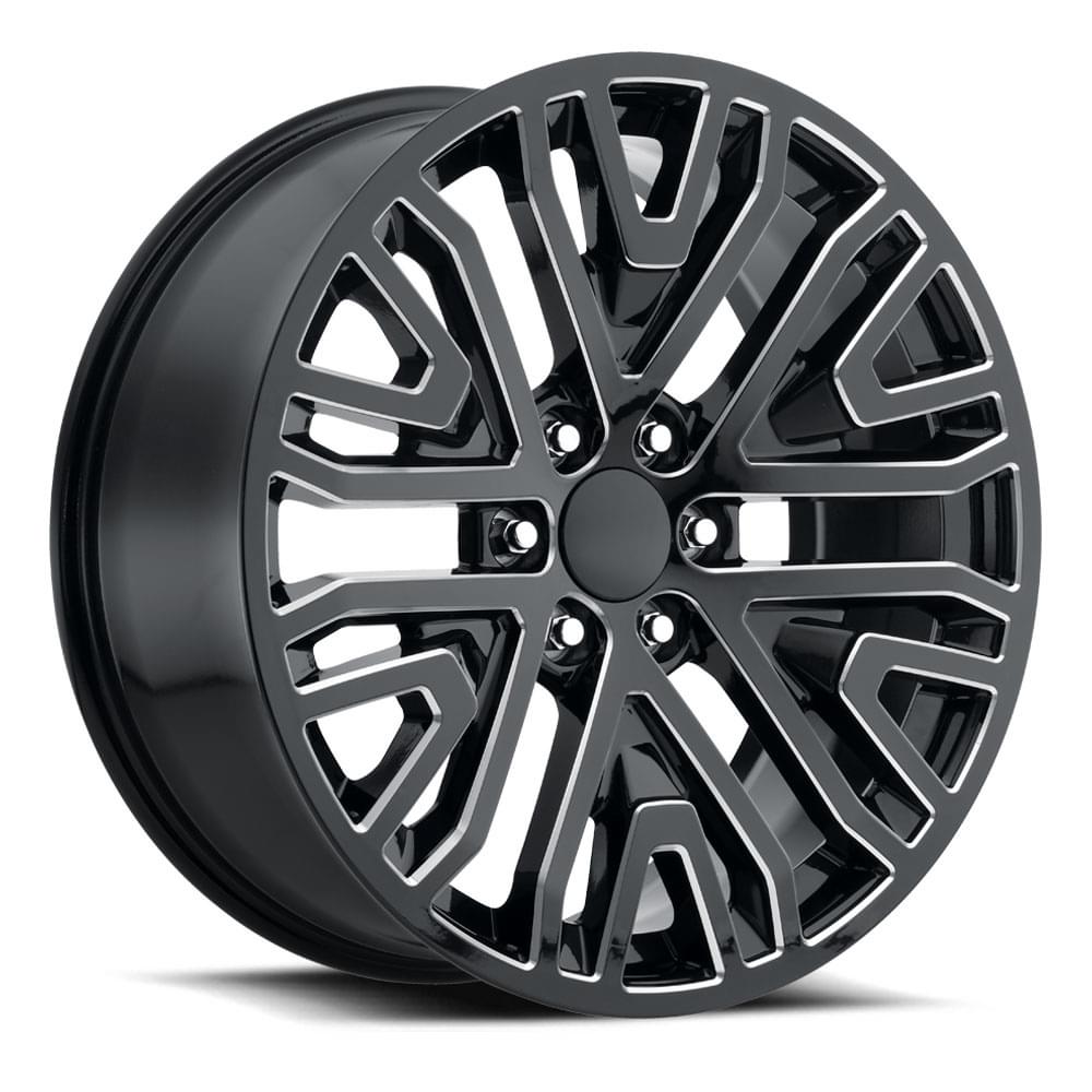 22X9 6X5.5 +28 HB 78.1 2019 GMC MESH SPLIT 6 SPK GLOSS BLACK/MILLED WITH CAP-SR1 Performance