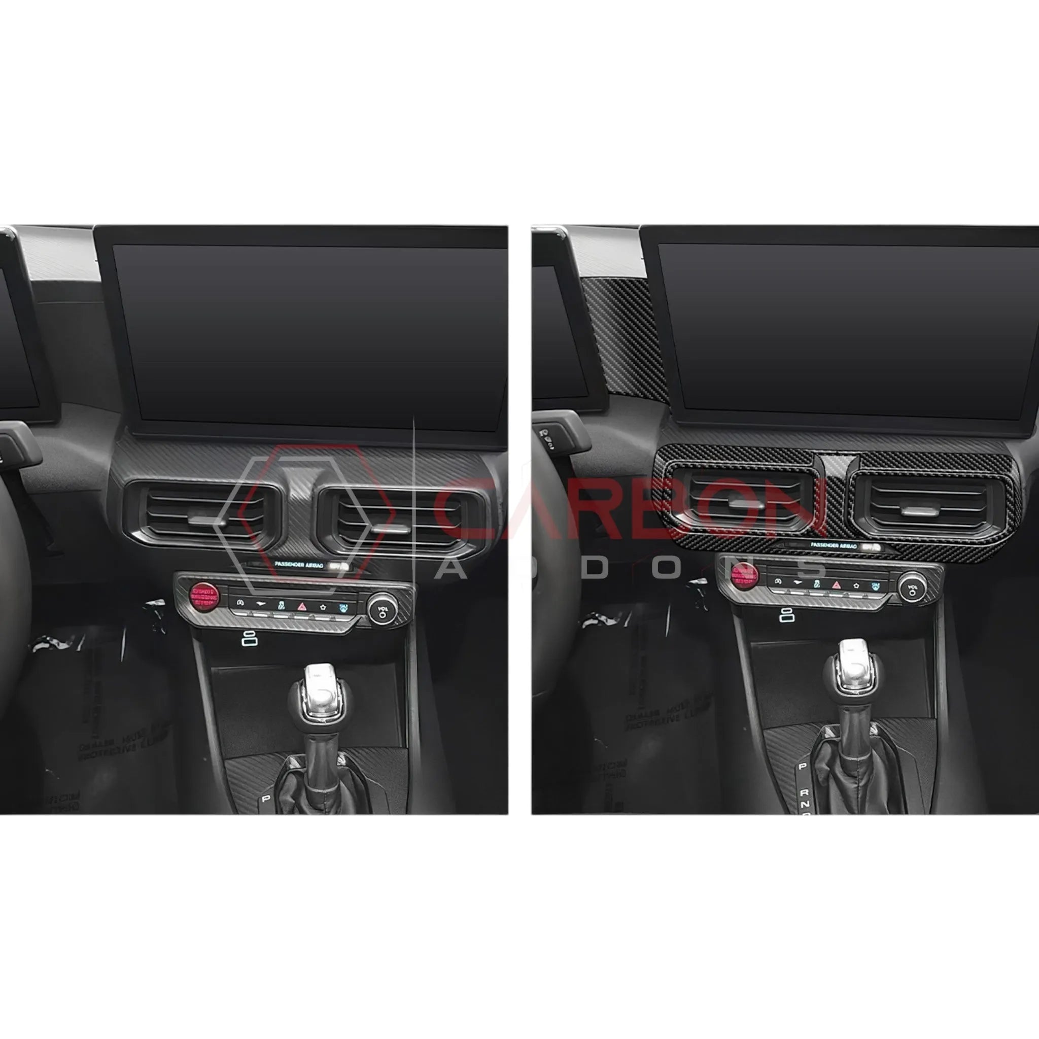 2024+ S650 Mustang Real Carbon Fiber Dash Center AC Vents Trim Overlays