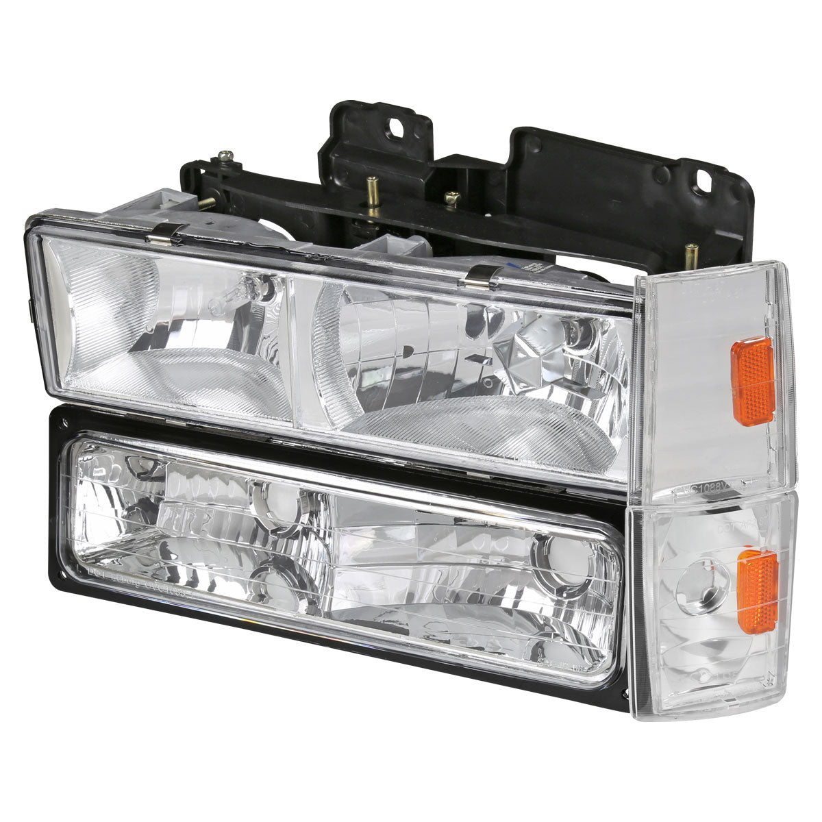 1988-1993 Chevrolet C/K Blazer/Tahoe/Silverado/Suburban GMC Sierra/Yukon Factory Style Headlights, Bumper Lights, & Corner Lights Set (Chrome Housing/Clear Lens)
