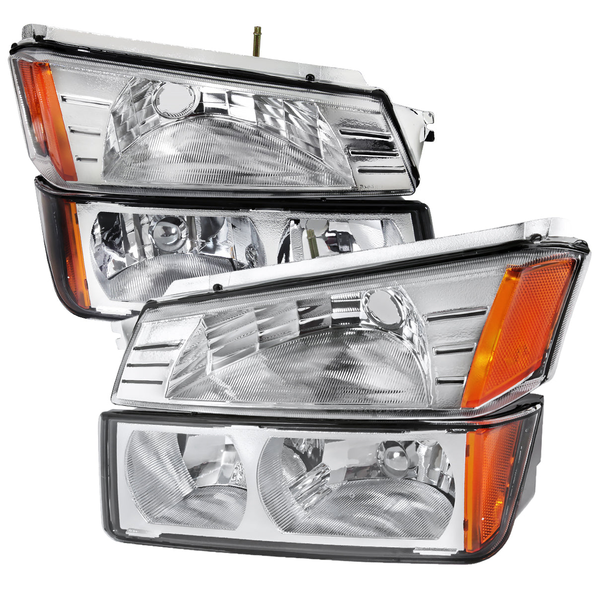 2002-2006 Chevrolet Avalanche 1500/2500 Factory Style Headlights w/ Bumper Signal Lights (Chrome Housing/Clear Lens)