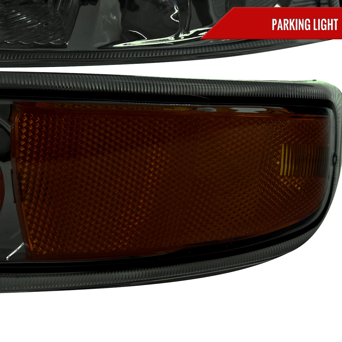 1999-2002 Chevrolet Silverado/ 2000-2006 Tahoe/Suburban Factory Style Headlights w/ Bumper Light Assembly (Chrome Housing / Smoked Lens)