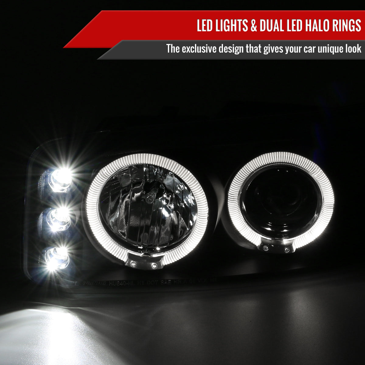 1999-2006 GMC Sierra/Yukon XL/SLT Dual Halo Projector Headlights & Bumper Lights (Matte Black Housing/Clear Lens)