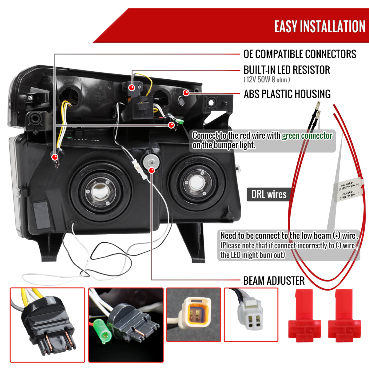 2004-2012 Chevrolet Colorado GMC Canyon/2006-2008 ISUZU I-Series Sequential Turn Signal Factory Style Headlights with LED Bar (Matte Black Housing/Smoked Lens)
