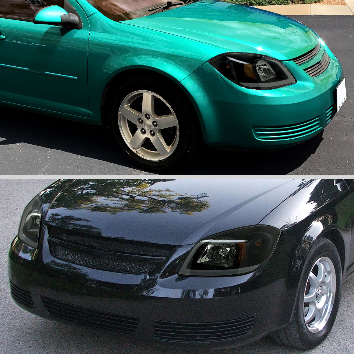 2005â€“2010 Chevrolet Cobalt Pontiac G5 / Pursuit Factory Style Headlights w/ LED DRL Light Strip (Black Housing / Smoked Lens)