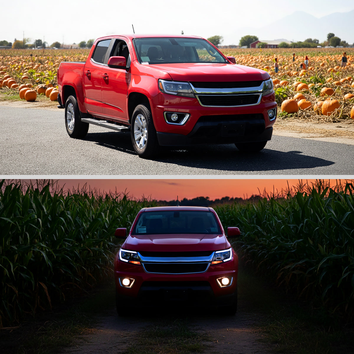 2015-2022 Chevrolet Colorado Factory Style Headlights with Sequential Switchback LED Bar Turn Signal (Black Housing / Clear Lens)